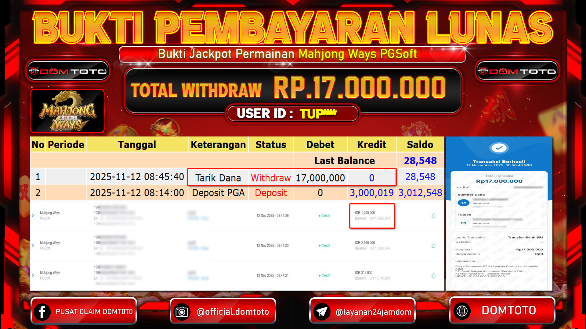 JACKPOT SLOT Mahjong Ways PGSoft  12 NOVEMBER 2025